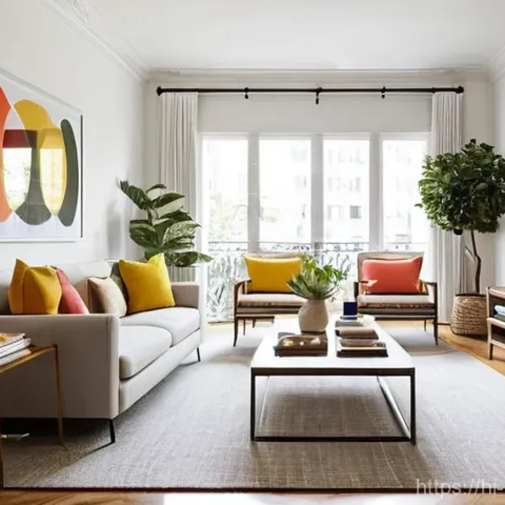 노후 아파트 매매 전략 - **Prompt:** A beautifully staged and meticulously clean living room within an older, well-maintained...
