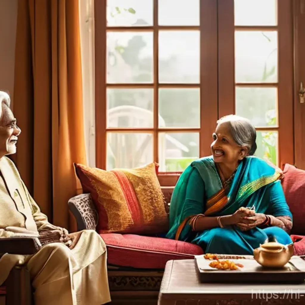 고령자 주택 연금 - **Prompt 1: "A serene indoor scene featuring a dignified, elderly Indian couple in their late 60s to...