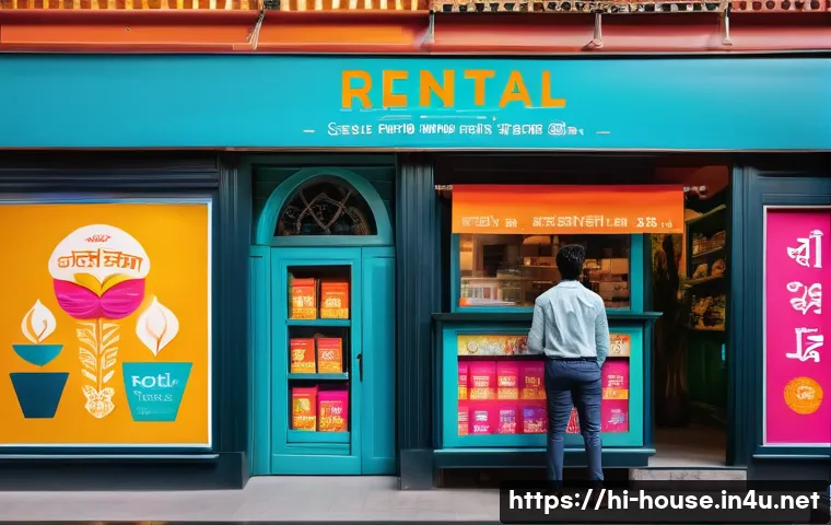 상가 공실률 줄이는 방법 - A modern commercial storefront in an urban Indian market, featuring vibrant digital signage and soci...