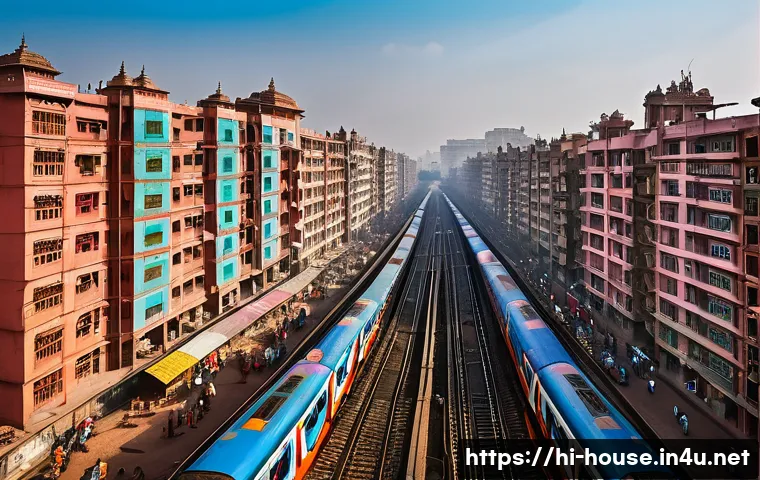 공시지가 상승 요인 - A vibrant Indian metropolitan cityscape showcasing rapid urban expansion with a mix of modern high-r...